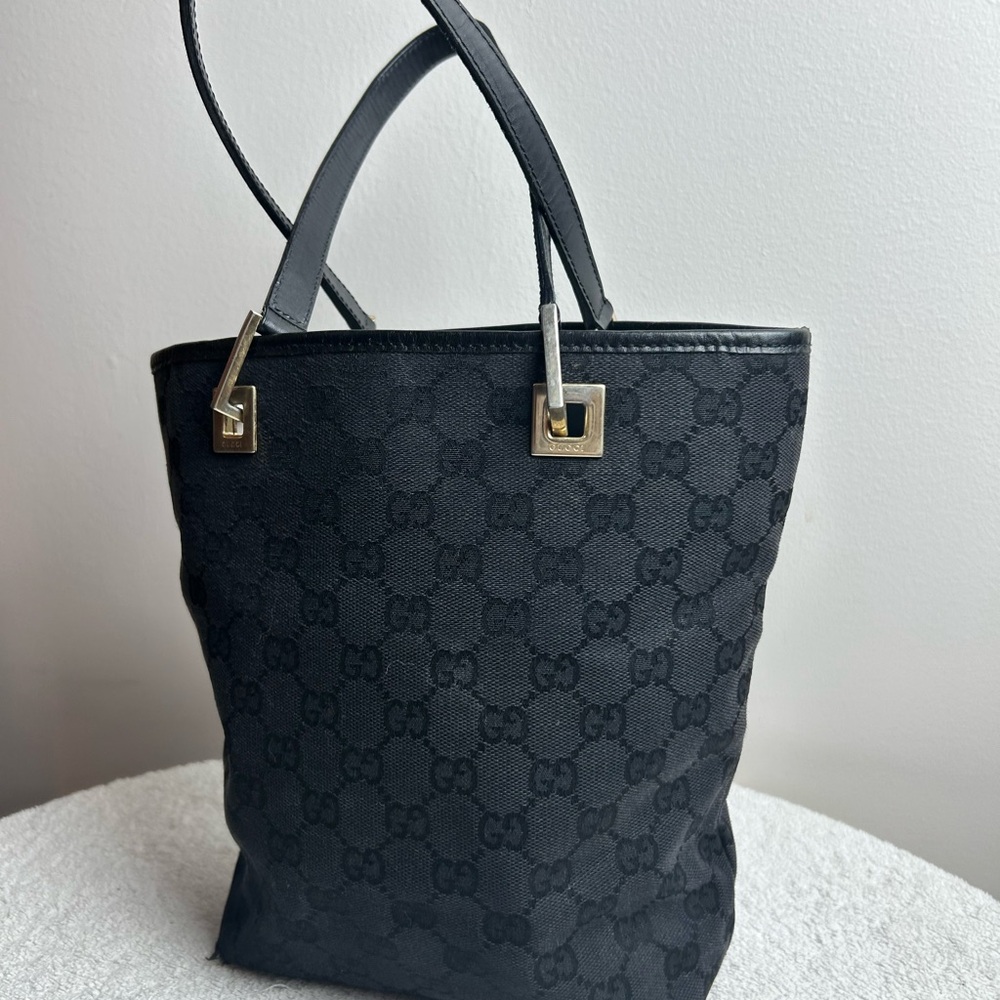 Gucci Monogram Tote with Leather Trim